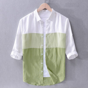 White And Pista Colour Long Sleeves Men’s Shirt